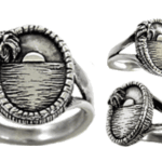 Sunset Ocean Palm Tree Ring