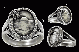 Sunset Ocean Palm Tree Ring